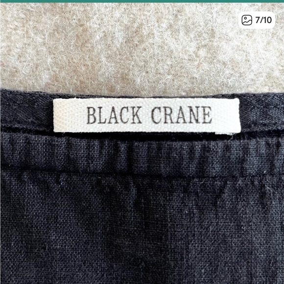 Black Crane Linen Box Top - Picture 4 of 5